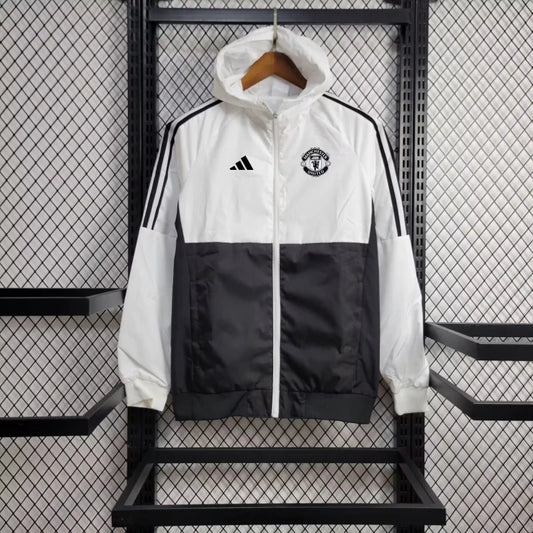 Manchester United White and Black Windbreaker